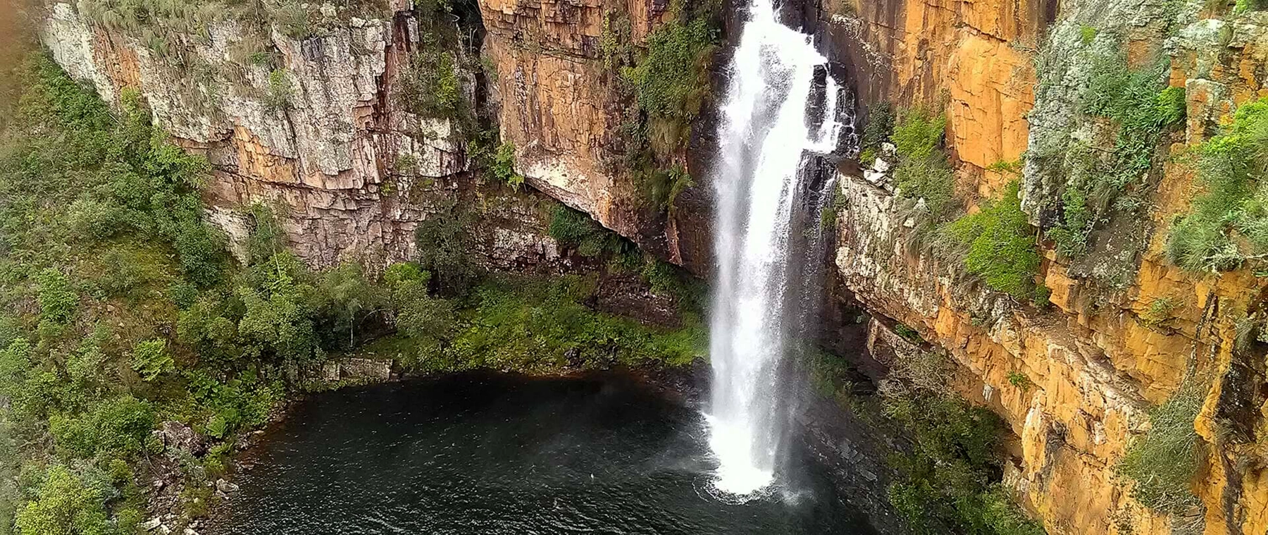 Waterfalls near Sabie along the Panorama Route surrounded by lush green forest in Mpumalanga