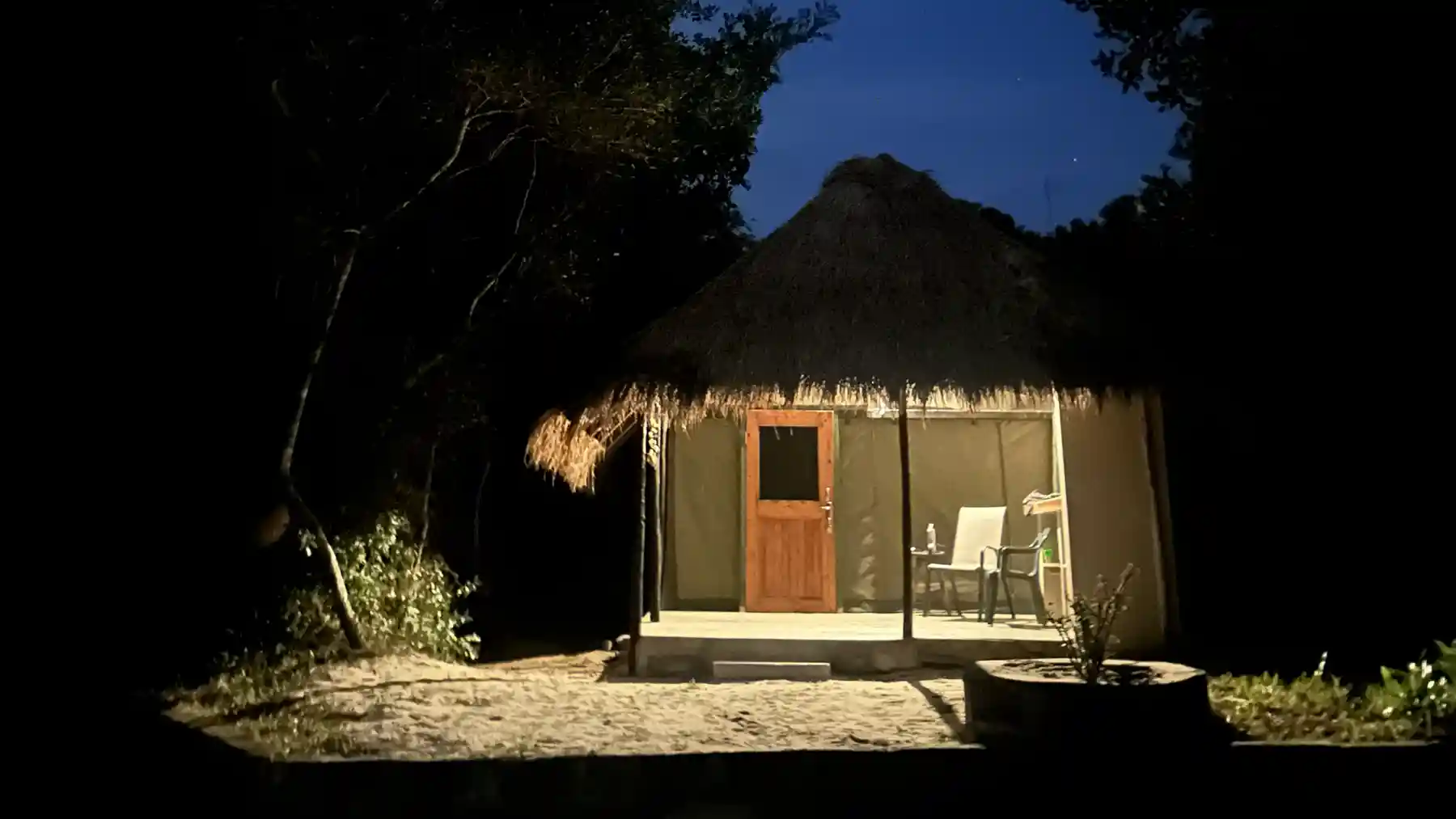 Tented accommodation at Dune Beach Hostel